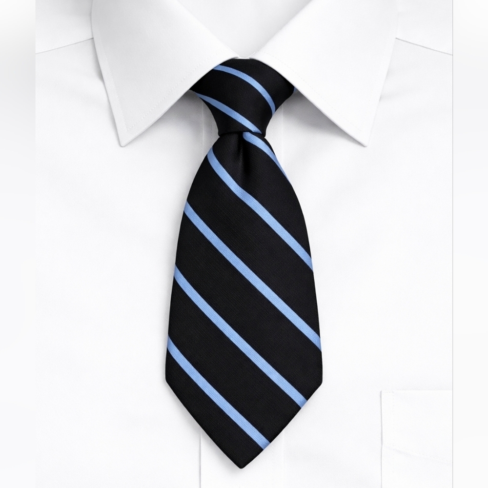 3/$30 AMERICAN LIVING Black and Blue Diagonal Striped Silk Tie
